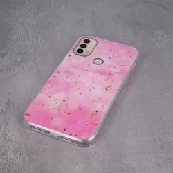Telefontok Motorola Moto E40 - Gold Glam pink - mintás műanyag hátlap tok, szilikon kerettel-3