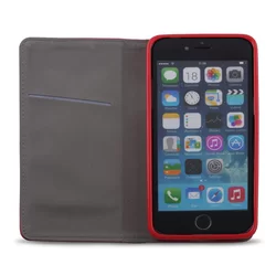 Telefontok iPhone 6/6S - piros mágneses szilikon keretes könyvtok-2