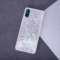Xiaomi Redmi 9A / 9AT Telefontok - folyékony ezüst csillámos átlátszó hátlap tok-2