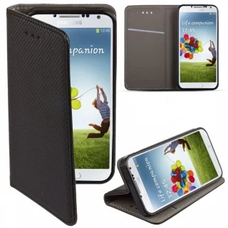 Telefontok Huawei P10 Lite - fekete mágneses szilikon keretes könyvtok 