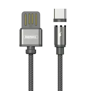 Töltőkábel: Remax Gravity RC-095a mágneses USB / TYPE- C (USB-C) típusú USB kábel LED 1M 1.5A fekete