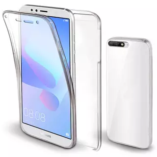 Telefontok Huawei Y6 2018 / Y6 Prime 2018 - átlátszó szilikon előlap + plexi hátlapi tok 360°
