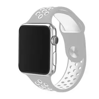 Apple Watch Series 1/2/3/4 (42mm-44mm) okosóra szíj - Handodo Double Szürke/Fehér szilikon szíj