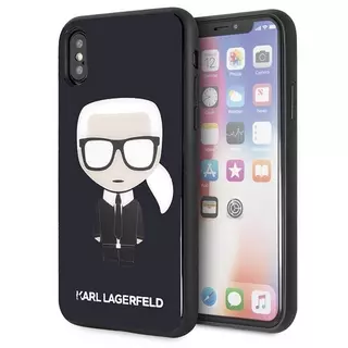 Telefontok iPhone X / XS - Karl Lagerfeld Iconic Karl Glitter - Fekete