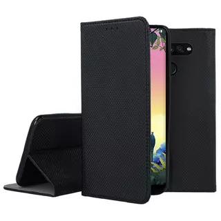Telefontok LG K50s - fekete mágneses szilikon keretes könyvtok
