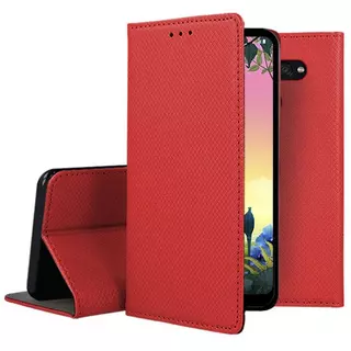 Telefontok LG K50s - piros mágneses szilikon keretes könyvtok