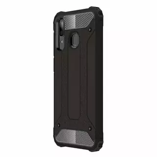 Telefontok Samsung Galaxy A20s - Forcell Defender II fekete ütésálló hátlap tok