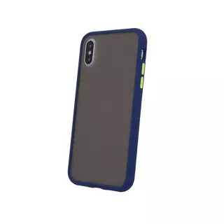 Telefontok Huawei P30 Lite - áttetsző fekete műanyag hátlaptok, kék matt szilikon kerettel