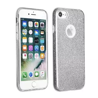 Telefontok iPhone 7/8 - ezüst Shiny tok (Apple logónál kivágással)