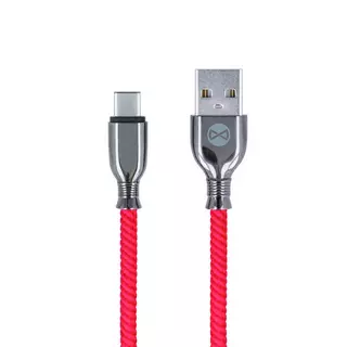 Kábel: Forever Tornado - USB / Type-C (USB-C) piros szövet kábel, 3A 1m