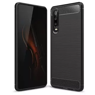 Telefontok Huawei P30 - Fiber Forcell Carbon fekete szilikon tok