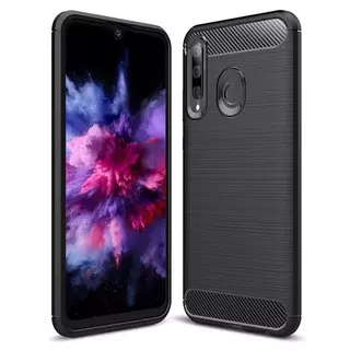 Telefontok Huawei P Smart Plus 2019 - Carbon fiber szilikon hátlap - fekete