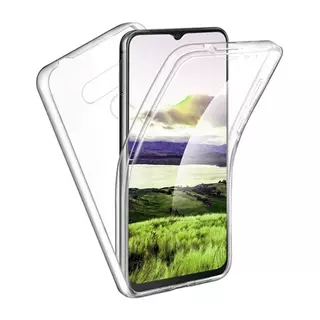 Telefontok LG K50 / Q60 - átlátszó szilikon előlap + plexi hátlap tok 360°