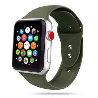 Apple Watch Series 4/5/6/7/8/9/SE (38mm-40mm) okosóra szíj - TECH-PROTECT SOFTBAND Katonai zöld szilikon szíj