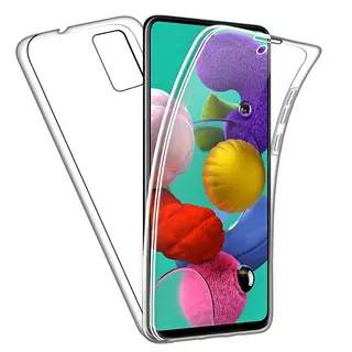 Telefontok Samsung Galaxy A51 - átlátszó szilikon előlap + plexi hátlapi tok 360°