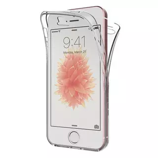 Telefontok iPhone 5 / 5S / SE - ultra vékony átlátszó elő+hátlapi szilikon tok 360°