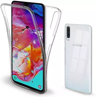 Telefontok Samsung Galaxy A70 - ultravékony átlátszó elő+hátlapi szilikon tok 360°