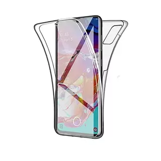 Telefontok Samsung Galaxy A71 - ultravékony átlátszó előlap + hátlap szilikon tok 360°