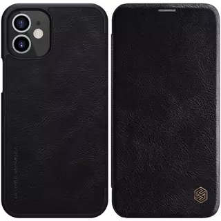 Telefontok iPhone 12 mini - Nillkin Qin Kihajtható bőr tok fekete