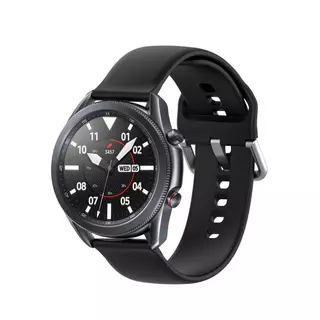 Samsung Galaxy Watch 3 (45 mm) okosóra szíj - fekete szilikon szíj