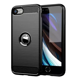 Telefontok iPhone SE 2020 - Forcell Carbon Fiber fekete szilikon tok