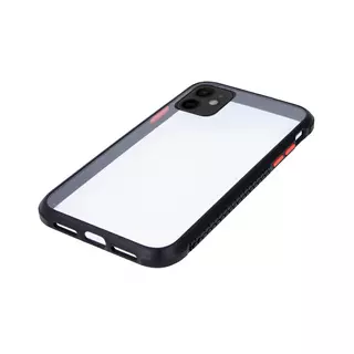 Telefontok iPhone 12 mini - Defender Hybrid - ütésálló átlátszó plexi hátlaptok, fekete szilikon kerettel