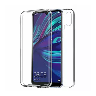 Telefontok Huawei Y7 2019 / Y7 Prime 2019 - átlátszó szilikon előlap + plexi hátlapi tok 360°