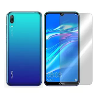 Telefontok Huawei Y7 2019 / Y7 Prime 2019 - Ultravékony 0.5mm átlátszó szilikon tok + ÜVEGFÓLIA
