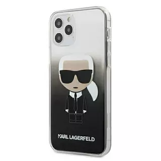 Telefontok iPhone 12 - Karl Lagerfeld Ikonik Karl átlátszó/fekete hátlap tok