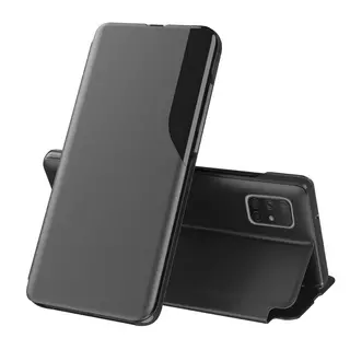 Telefontok Samsung Galaxy A71 - Eco View bőrhatású fekete mágneses könyvtok