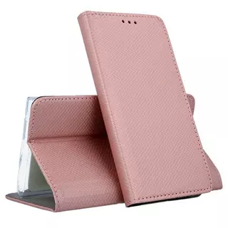 Telefontok Samsung Galaxy A12 - rose gold mágneses szilikon keretes könyvtok