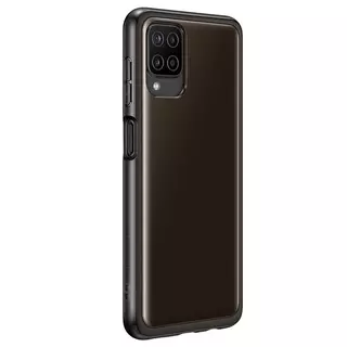 Telefontok Samsung Galaxy A12 - Eredeti SAMSUNG áttetsző fekete szilikon tok