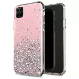 Telefontok Huawei P40 Lite - Pink átlátszó csillámos szilikon hátlaptok