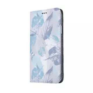 Telefontok LG K42 - Smart Trendy Kék levelek1 mágneses szilikon keretes könyvtok