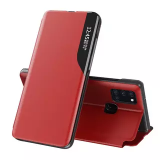 Telefontok Samsung Galaxy A21s - Eco View bőrhatású piros mágneses könyvtok