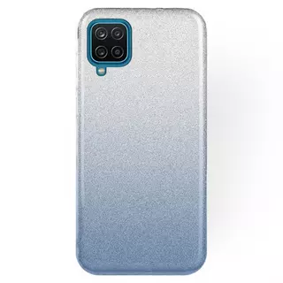 Telefontok Samsung Galaxy A12 - Ezüst / kék Shiny tok