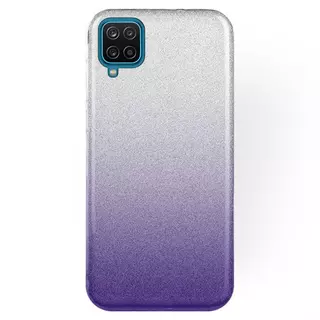 Telefontok Samsung Galaxy A12 - Ezüst / lila Shiny tok