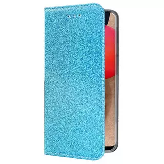 Telefontok Samsung Galaxy A02s - kék Shiny mágneses szilikon keretes könyvtok