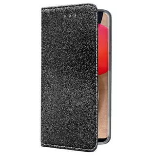 Telefontok Samsung Galaxy A02s - fekete Shiny mágneses szilikon keretes könyvtok