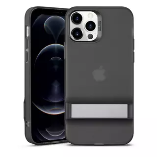 Telefontok iPhone 12 Pro Max - ESR Air Shield fekete áttetsző ütésálló, kitámasztható hátlap tok