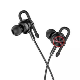 Headset: HOCO M84 - fekete stereo headset fülhallgató, mikrofonnal