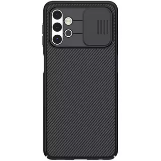 Telefontok Samsung Galaxy A32 5G - Nillkin csúsztatható kameravédős fekete hátlap tok