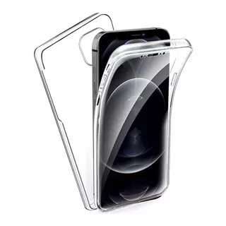 Telefontok iPhone 12 mini - átlátszó szilikon előlap + plexi hátlap tok 360 fokos