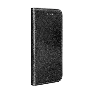 Telefontok Huawei P40 Lite - fekete Shiny mágneses szilikon keretes könyvtok