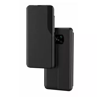Telefontok Xiaomi Poco X3 NFC / Poco X3 Pro - Eco View bőrhatású fekete mágneses könyvtok