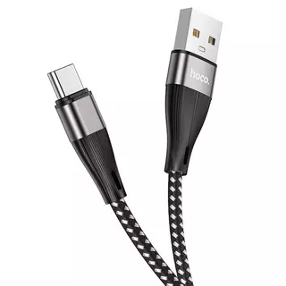 Kábel: HOCO X57 - USB / Type-C (USB-C) fekete szövet adatkábel 1m, 3A