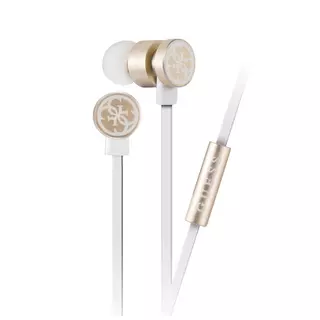 Headset: GUESS - fehér / arany, hangerőszabályzós stereo headset audio csatlakozóval