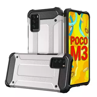 Telefontok Xiaomi Redmi 9T / Poco M3 - Forcell Defender ezüst ütésálló hátlap tok