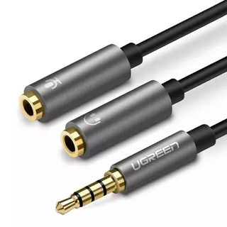 Kábel: UGreen - Audio elosztó kábel, mikrofon és fejhallgató végekkel / jack (3.5mm) csatlakozó - fekete/szürke
