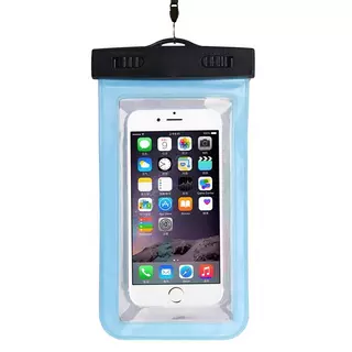 Telefontok Univerzális nyakba akasztható, kék vízálló tok (175X105mm)